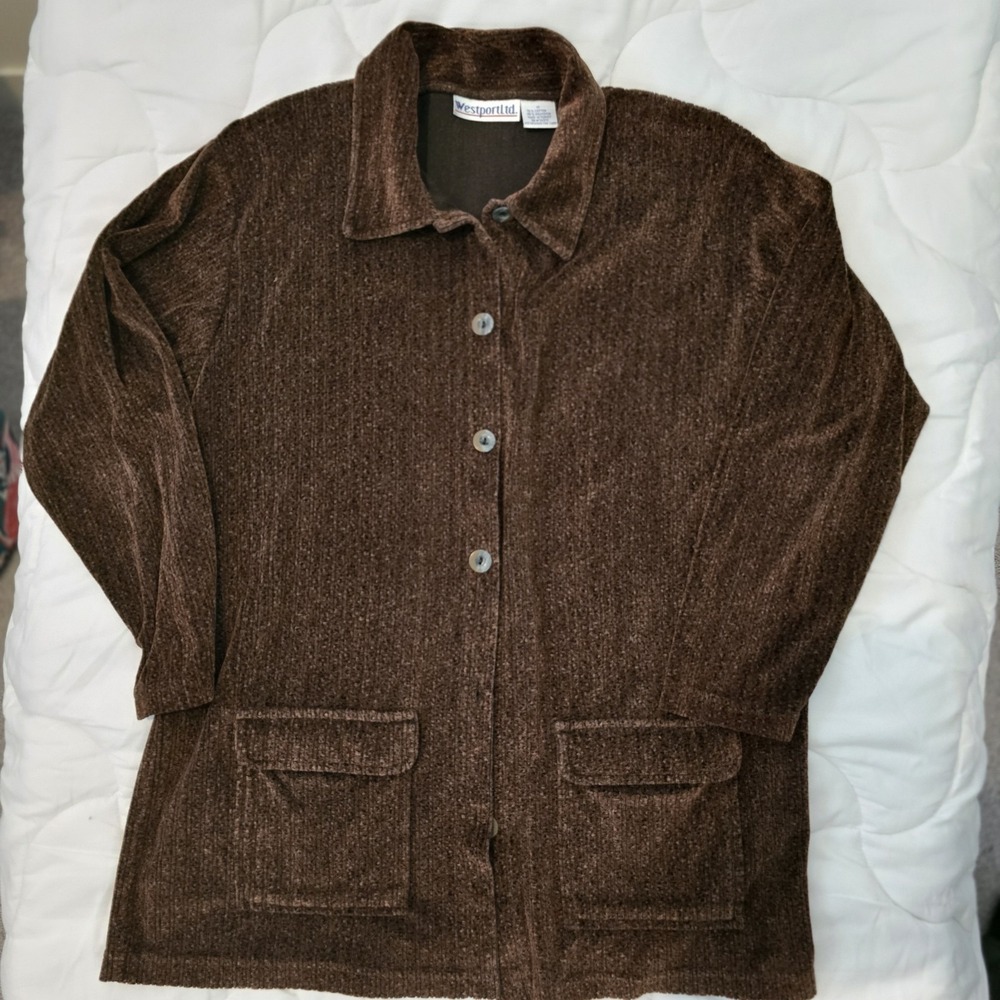 Westport Ltd. Womens Corduroy Sweater Button Up Cardigan Medium